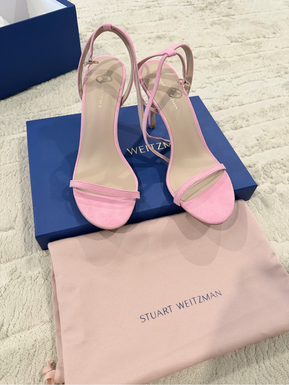 Stuart Weitzman Blush Pink Suede Slingback Heels - Picture 2 of 3